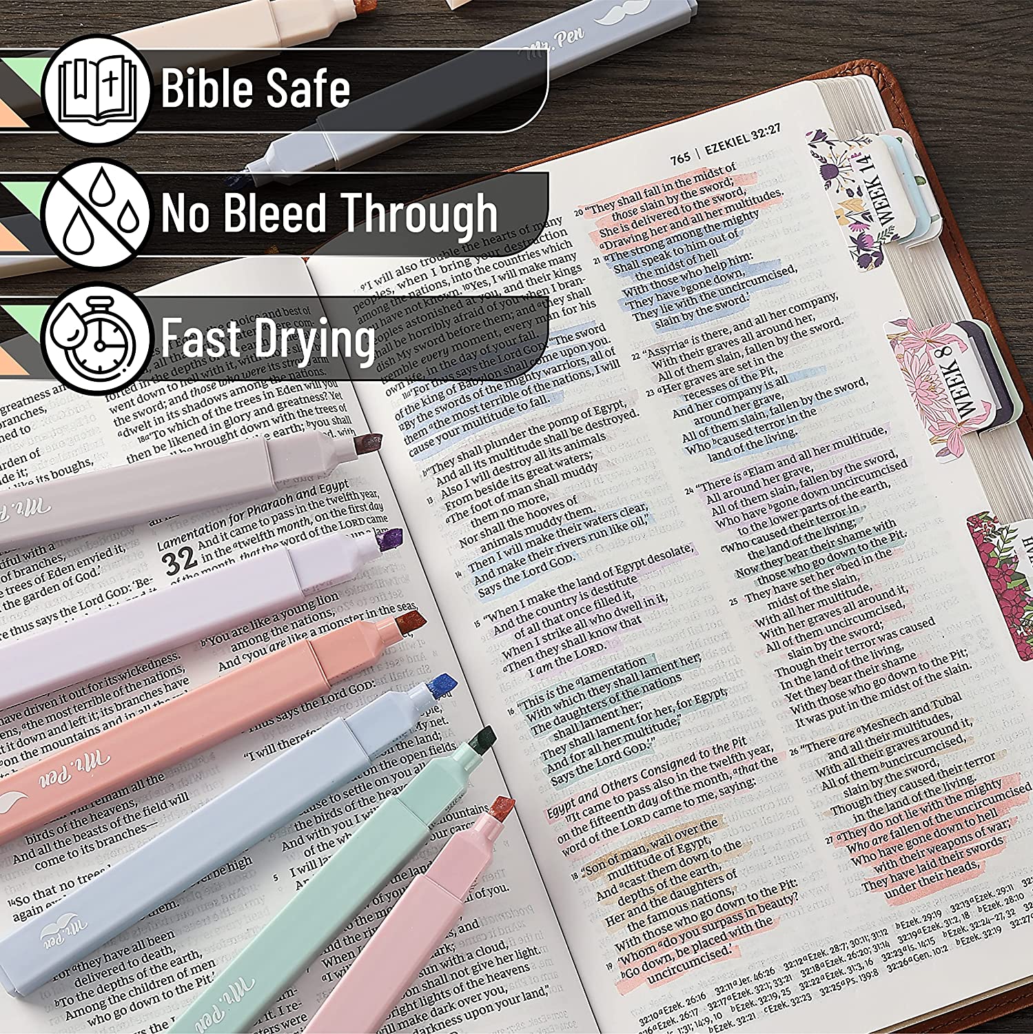 Aesthetic Highlighters, 16 Pack, Assorted Colors, No-Bleed Ink, Chisel Tip, Cute Bible-Safe Study Supplies - Image 14