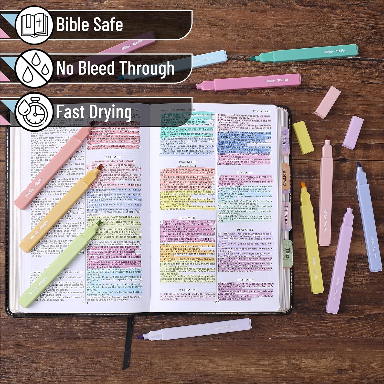 Aesthetic Highlighters, 16 Pack, Assorted Colors, No-Bleed Ink, Chisel Tip, Cute Bible-Safe Study Supplies - Image 4