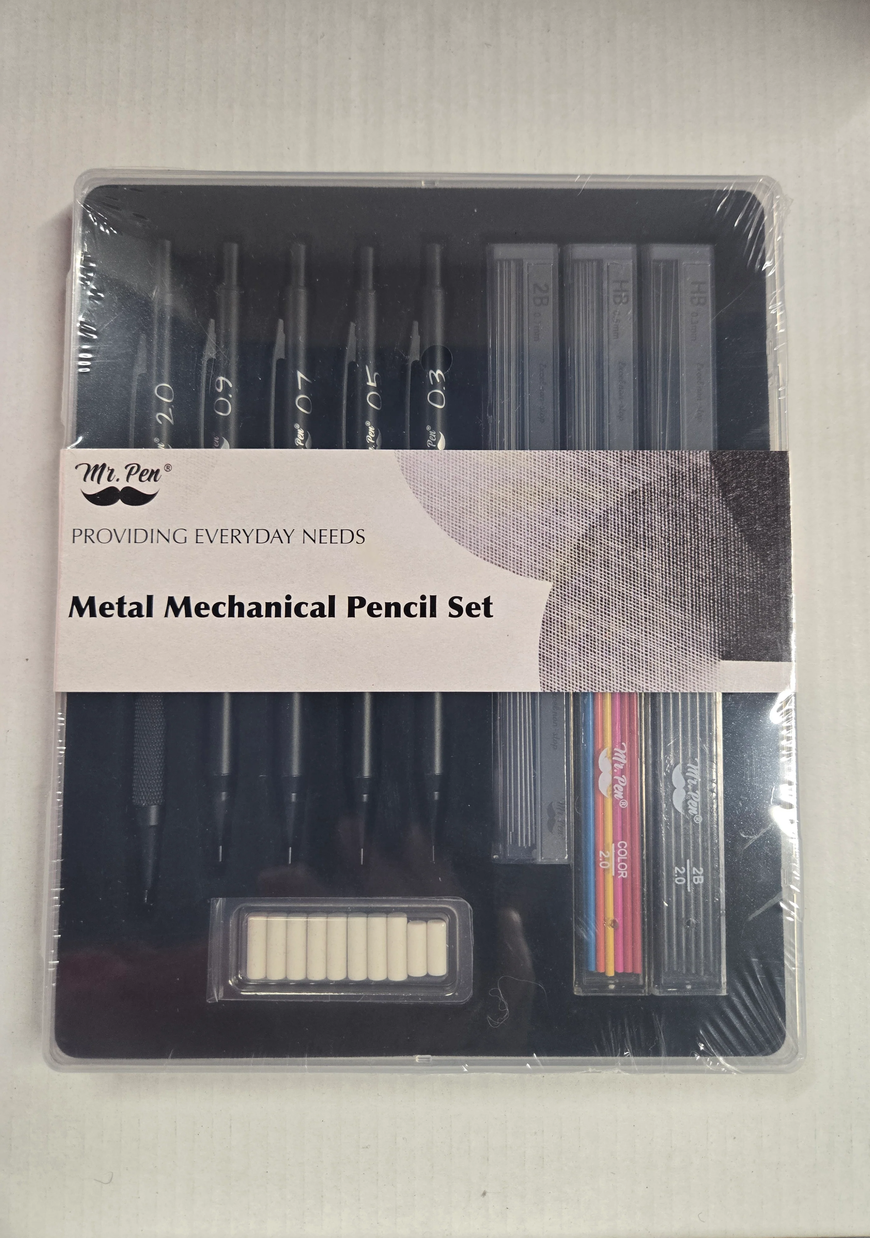 Metal Mechanical Pencil Set with Lead & Eraser Refills, 5 Sizes: 0.3, 0.5, 0.7, 0.9, 2.0 mm - Image 11