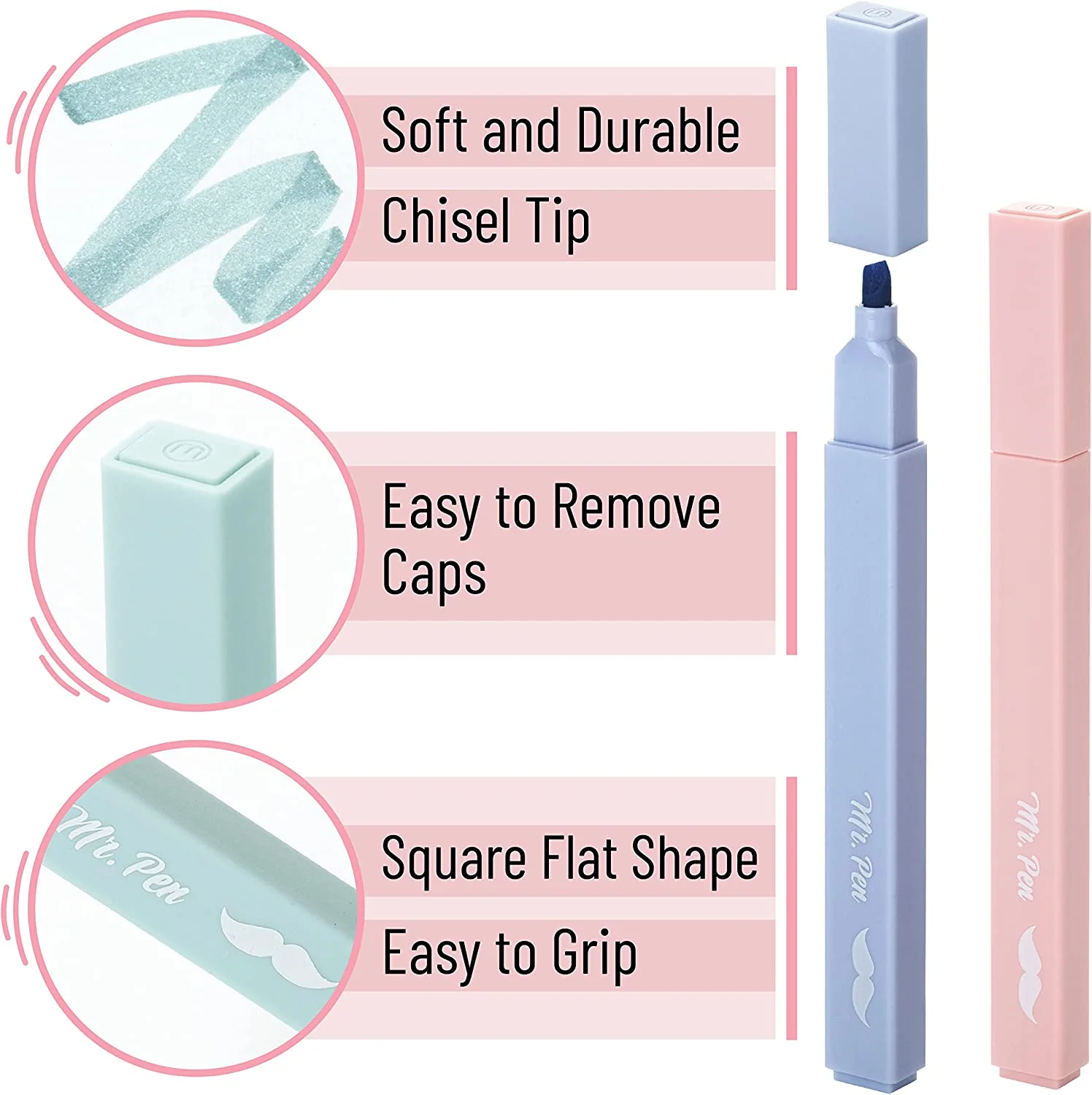 Aesthetic Highlighters, 8 Pack, Assorted Colors, No-Bleed Ink, Chisel Tip, Cute Bible-Safe Study & Journaling Supplies - Image 3