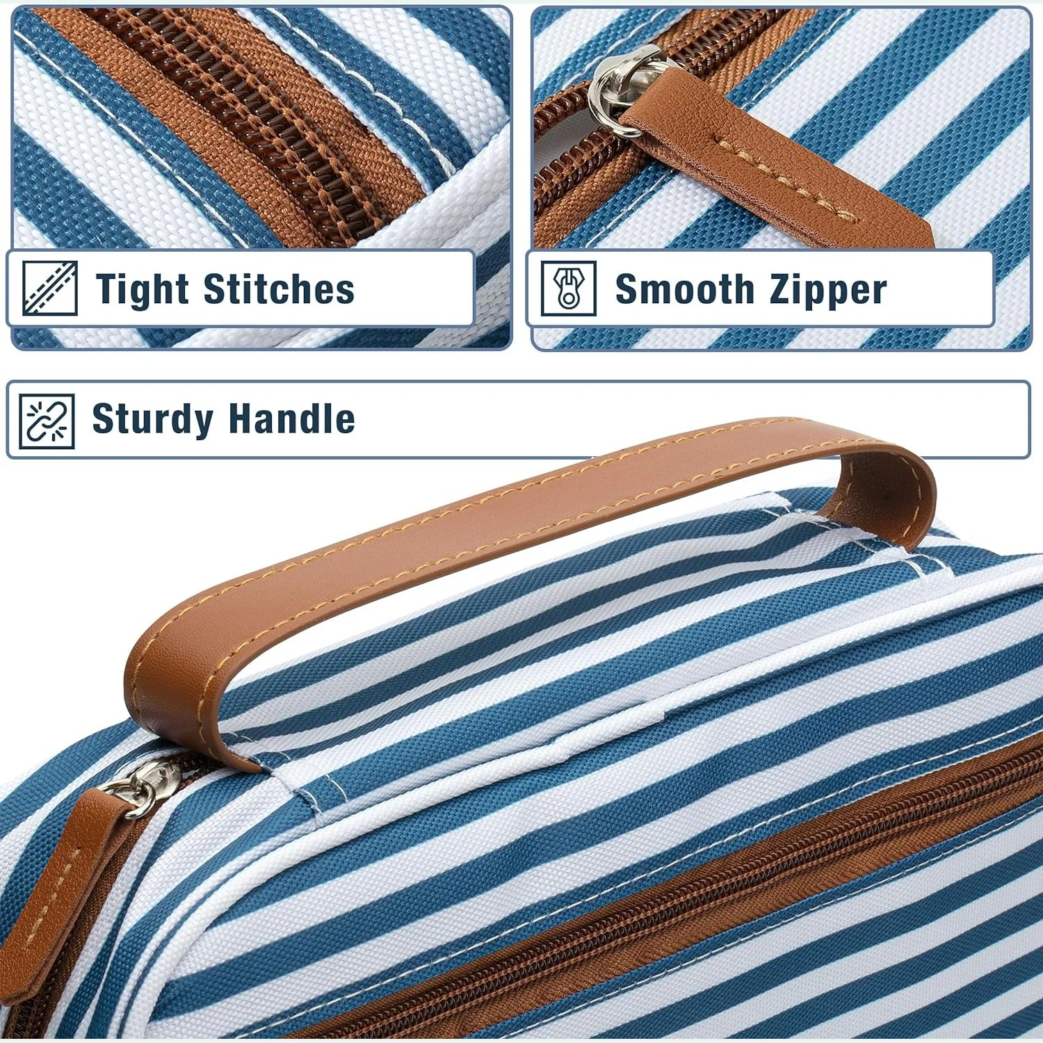 Bible Case with Stripe Pattern, Large Canvas Cover with Handle & Pockets, 11.3" x 9" - Image 4