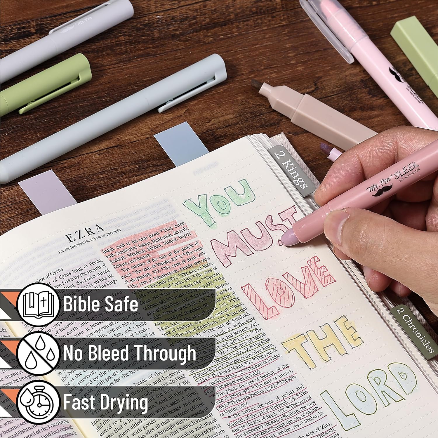 Bible Journaling Kit, 31 Pcs — Pens, Highlighters, Tabs, Bookmarks & Sticky Notes, No Bleed Bible Study Set - Image 5