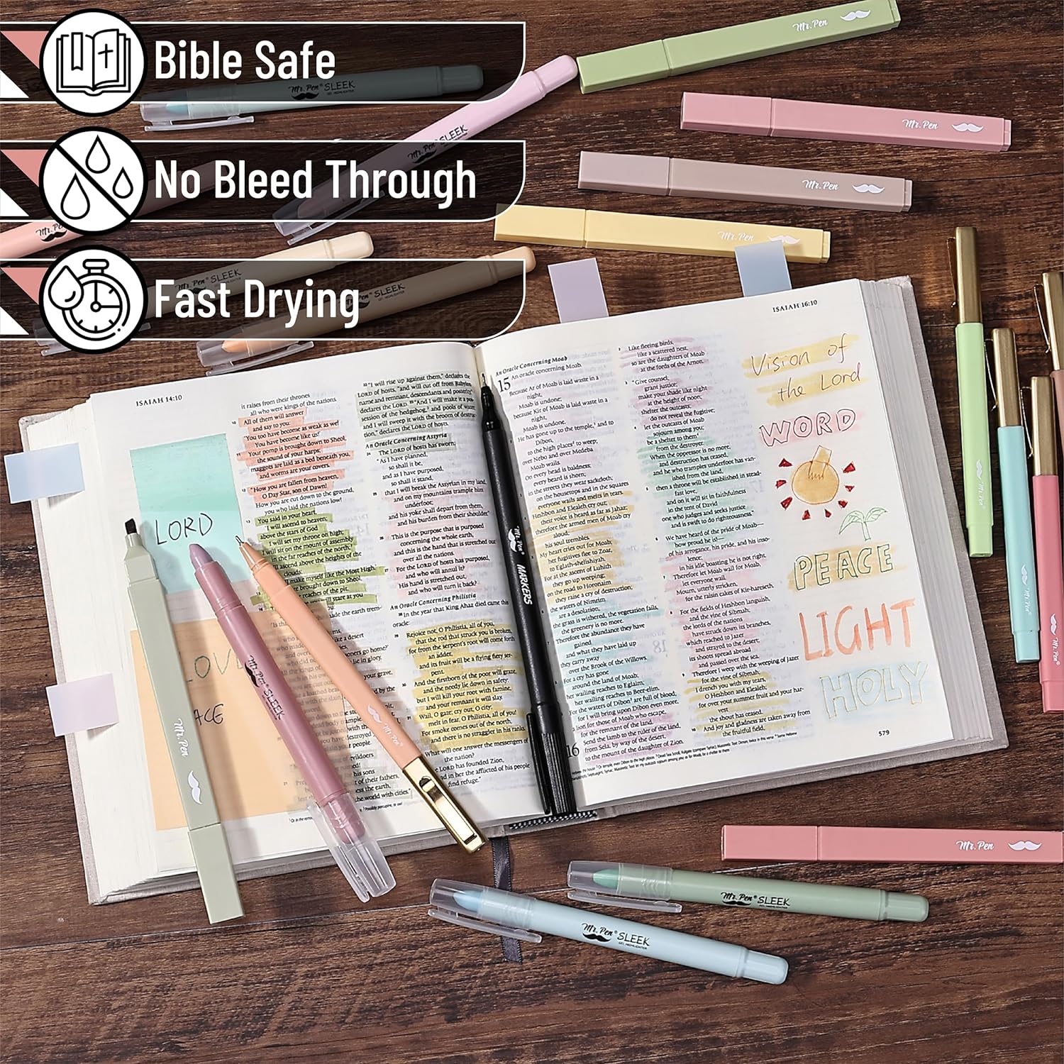 Bible Journaling Kit, No Bleed Highlighters & Pens, Tabs, Prayer Cards, Sticky Notes, Pencil Case - Image 4