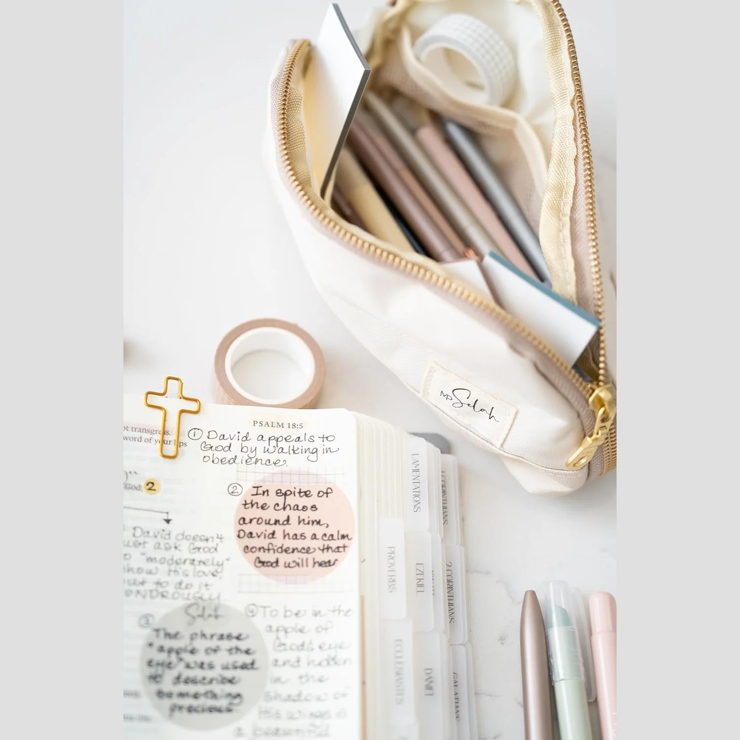 Bible Journaling Kit, Selah Collection, No Bleed Pens & Gel Highlighters, Tabs, Washi Tape, Stickers - Image 5
