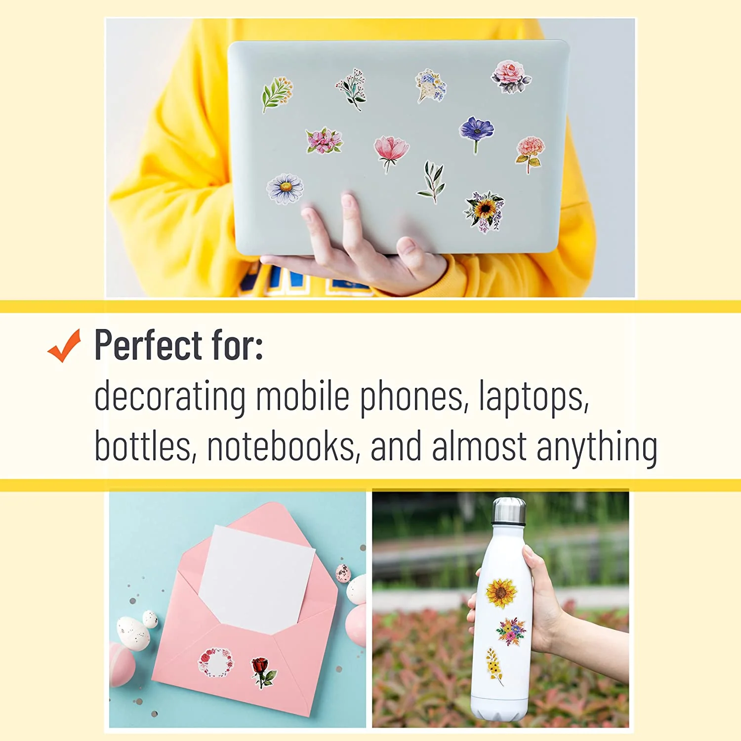 Floral Stickers Laptop, 74 pcs, Stickers for Water Bottles, Flower Stickers, Cute Stickers, Stickers for Teens, Stickers Aesthetic, Laptop Stickers, Waterproof Stickers - Image 7