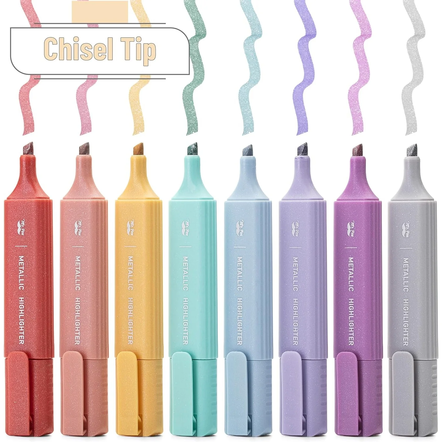 Glitter Highlighters, 8 Pack, Metallic Colors, Chisel Tip, Aesthetic & Cute Highlighters for School, Journaling & Crafts - Image 4