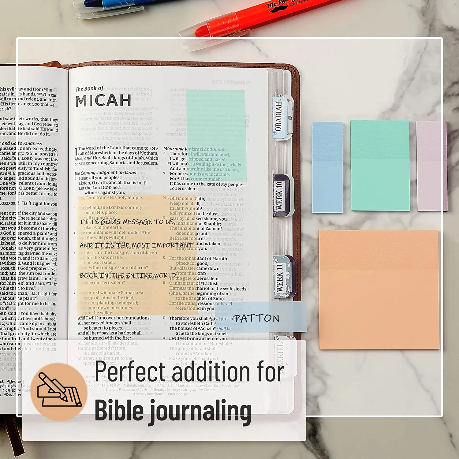 Transparent Sticky Notes with Pen, 200 Pastel Sheets for Bible Journaling, Study & Books - Image 8