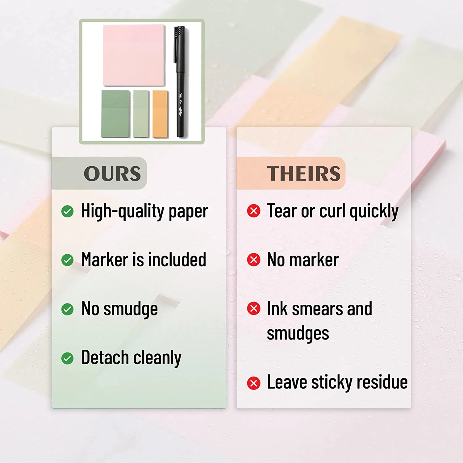 Pastel Transparent Sticky Notes Set, 200 Sheets with Fine-Tip Pen – Clear Bible Notes, Planner Tabs & Book Annotations - Image 6