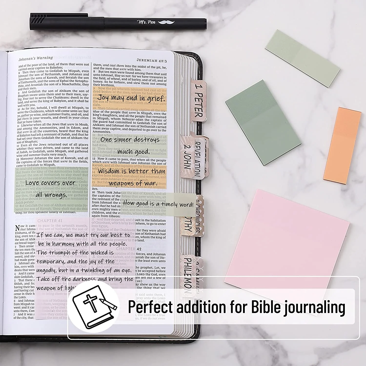 Pastel Transparent Sticky Notes Set, 200 Sheets with Fine-Tip Pen – Clear Bible Notes, Planner Tabs & Book Annotations - Image 7