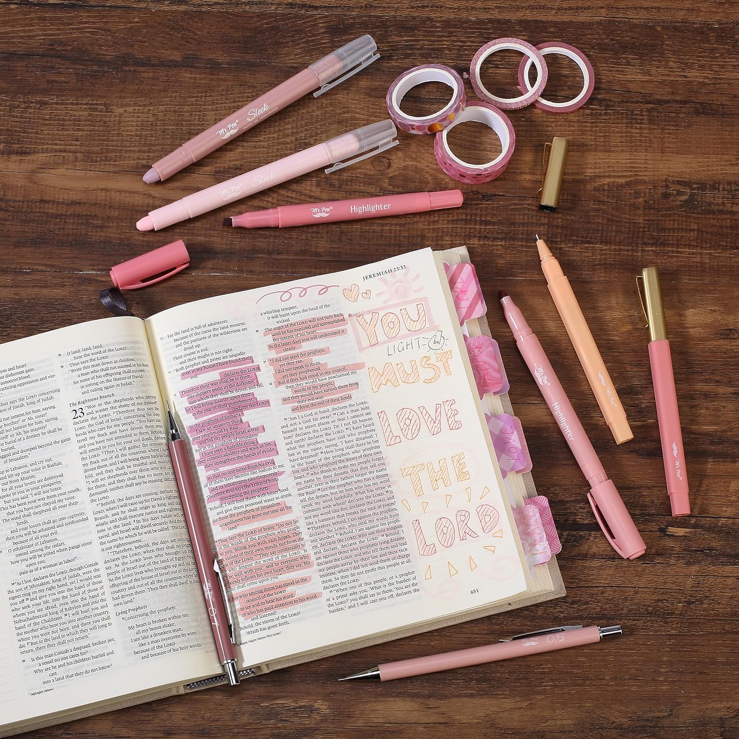 Pink Bible Journaling Kit, Bible Highlighters and Pens No Bleed, Bible Study Kit - Image 8